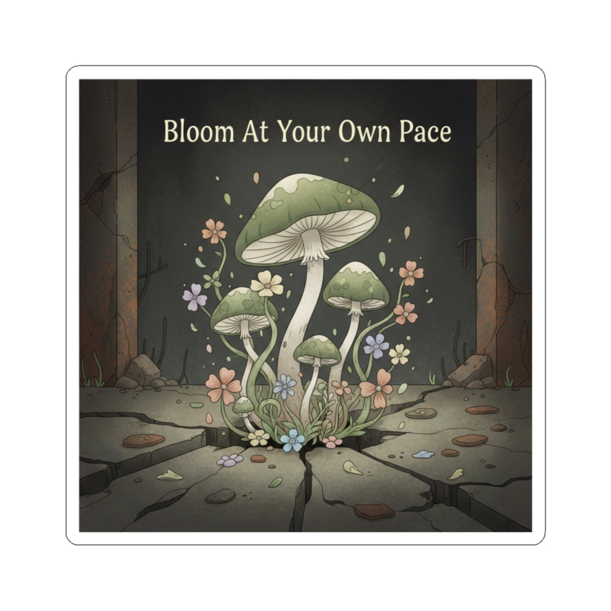 Black Cat Kiss-Cut Sticker – Bloom at Your Own Pace