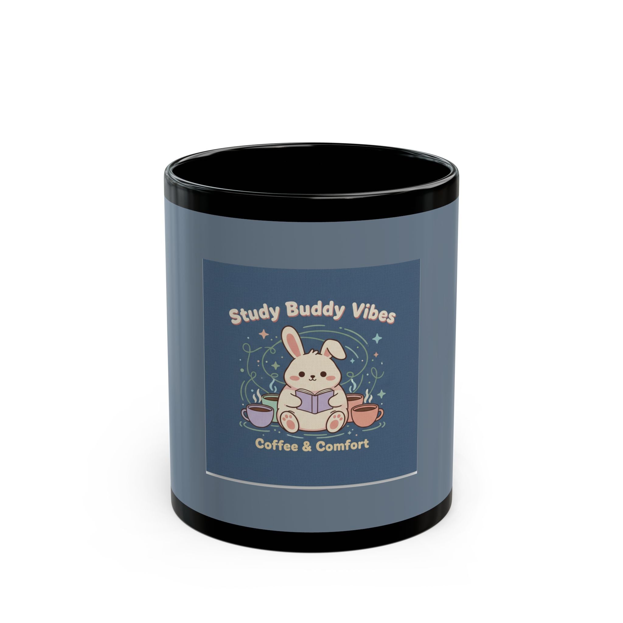 Bunny Black Mug 11oz – Study Buddy Vibes Coffee Comfort