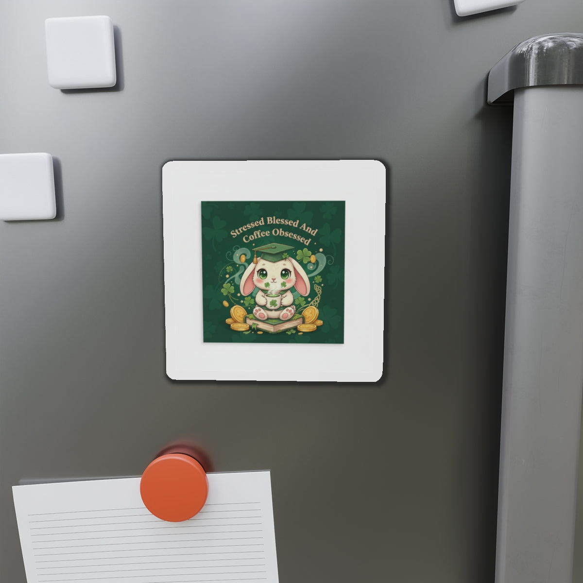 Rabbit Die-Cut Magnet – Stressed Blessed and Coffee Obsessed