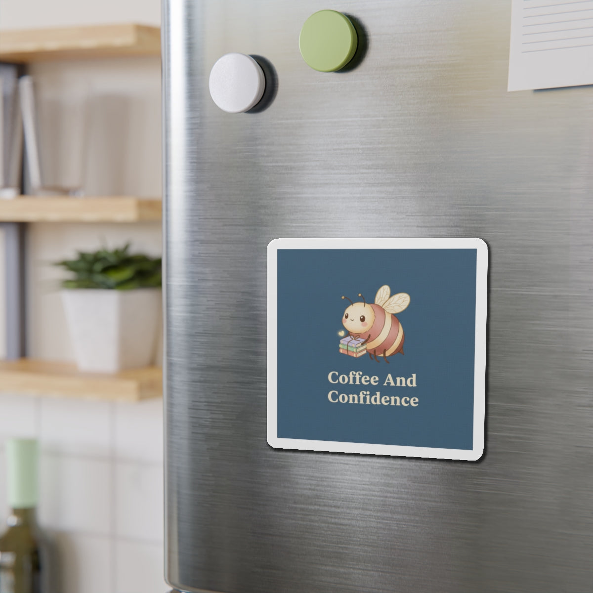 Bee Die-Cut Magnet – Coffee and Confidence