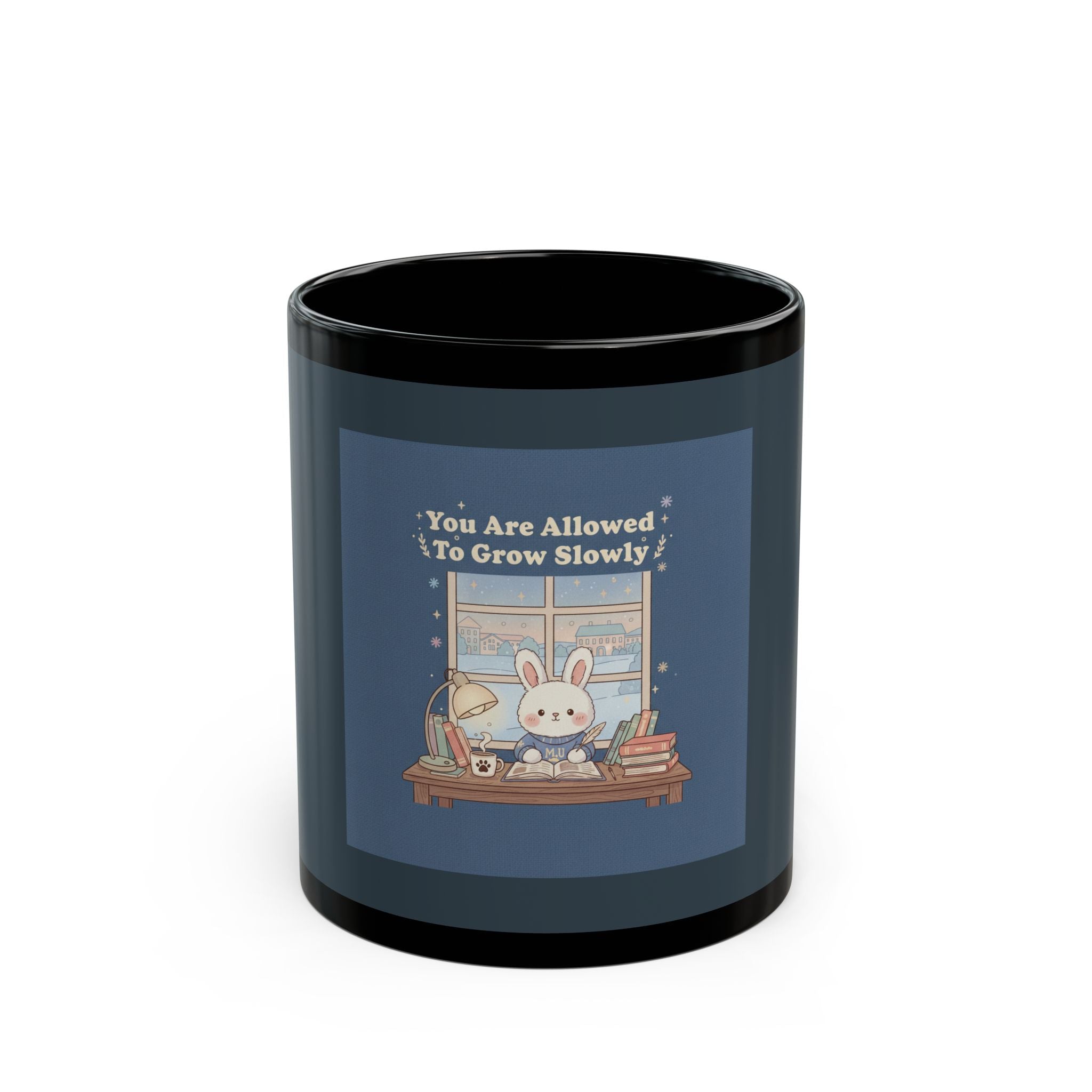 Bunny Black Mug 11oz – You Are Allowed to Grow Slowly