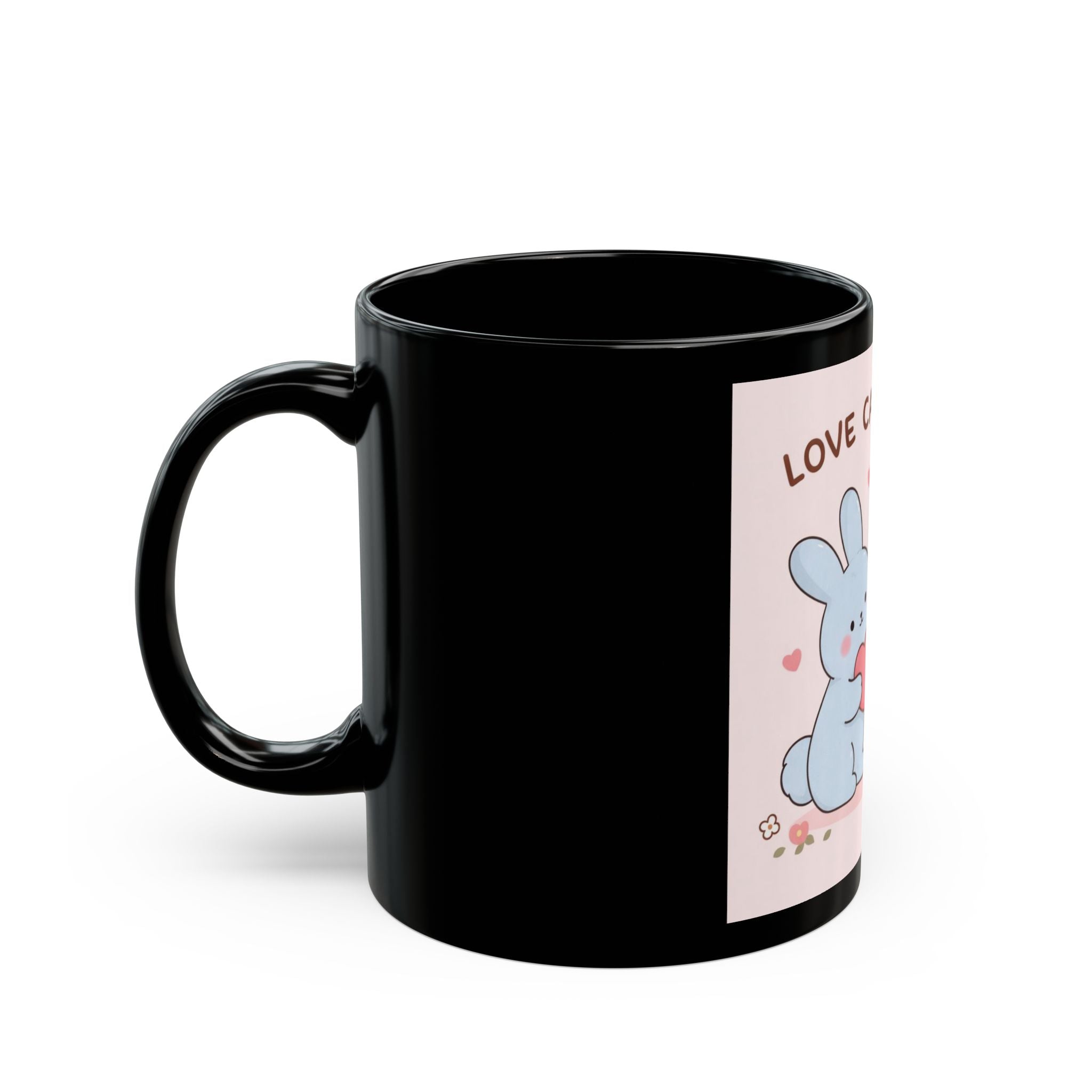 Rabbit, cat Black Mug 11oz