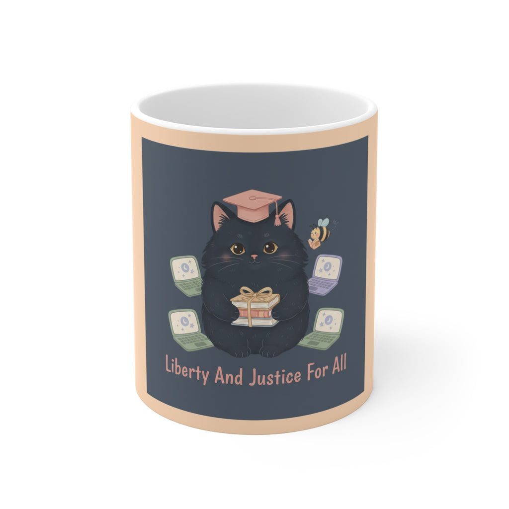 Black Cat Mug 11oz – Liberty and Justice for All