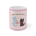 "LOVE CAN BE SOFT" Black Cat Mug | College Girl Gift | Fashion | KayKay Classics