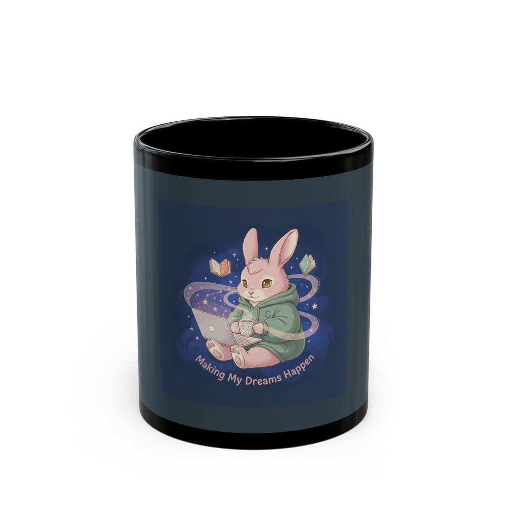 Rabbit Black Mug 11oz – Making My Dreams Happen