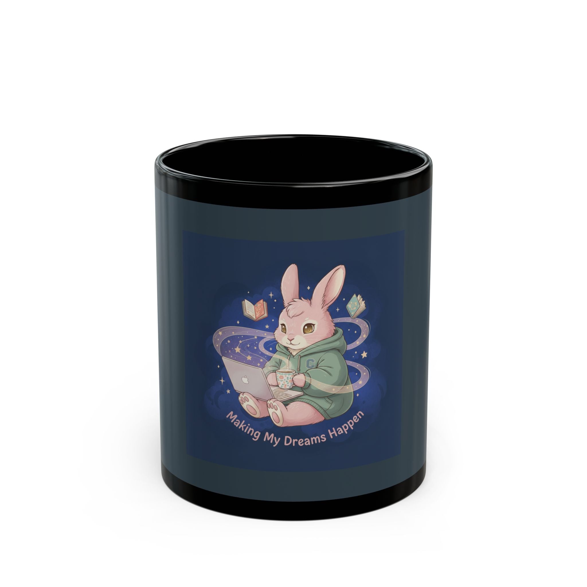 Rabbit Black Mug 11oz – Making My Dreams Happen