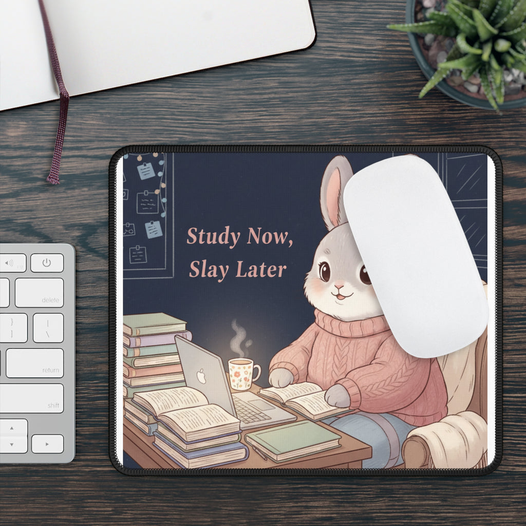 Rabbit Mouse Pad – Study Now, Slay Later