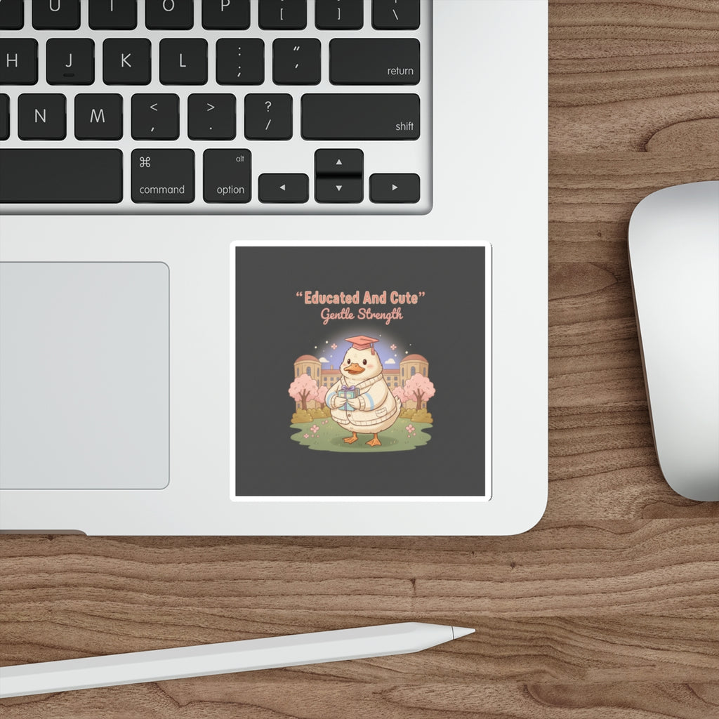 Duck In A Cardigan Die-Cut Sticker – Educated and Cute Gentle Strength