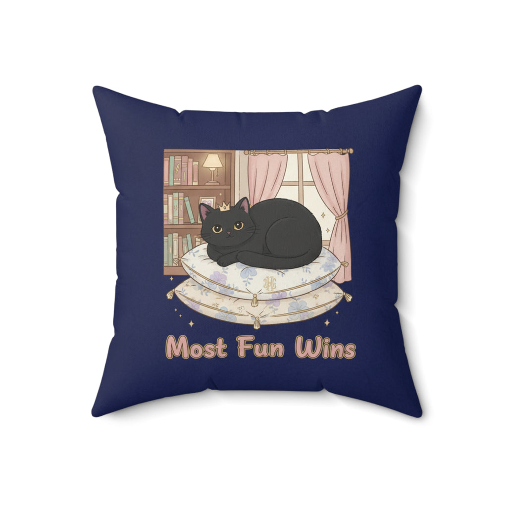 Black Cat Square Pillow – Most Fun Wins