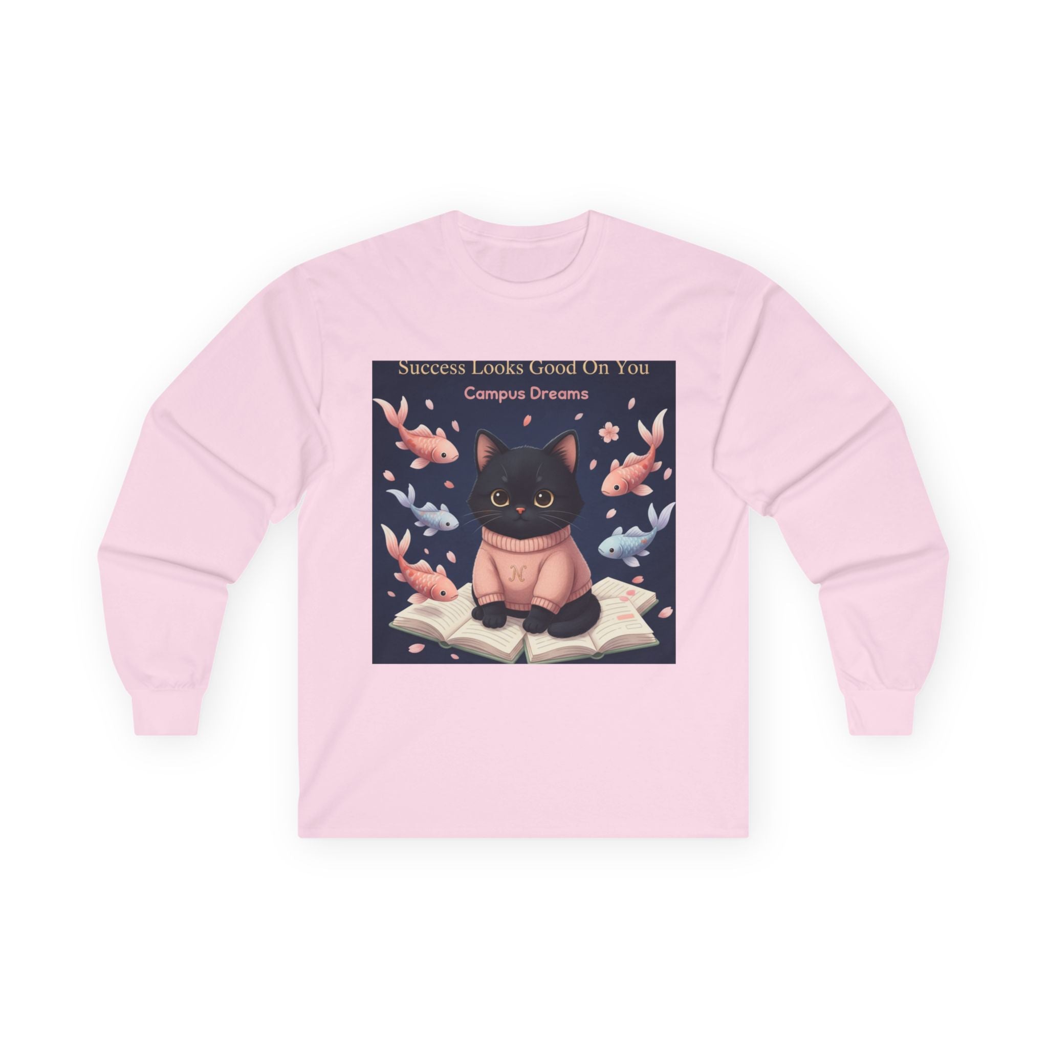 Black Cat Long Sleeve Tee – Success Looks Good on You Campus Dreams