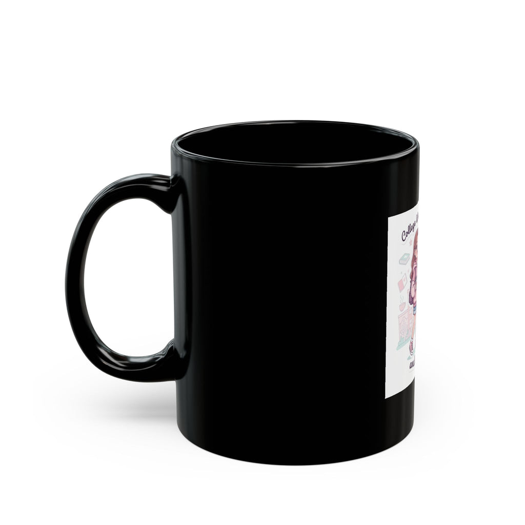 College life: coffee, cramming, and cute chaos Black Mug