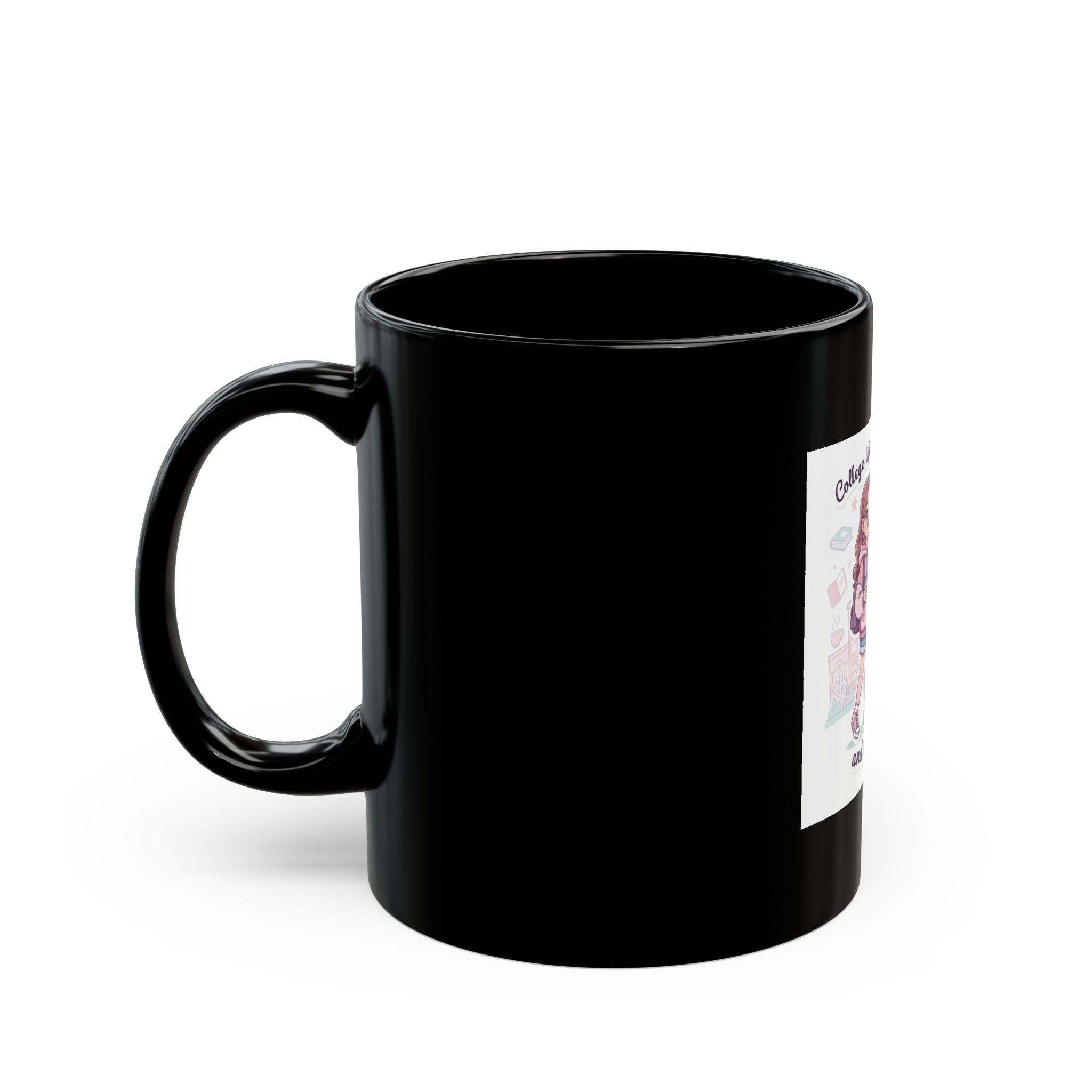 College life: coffee, cramming, and cute chaos Black Mug
