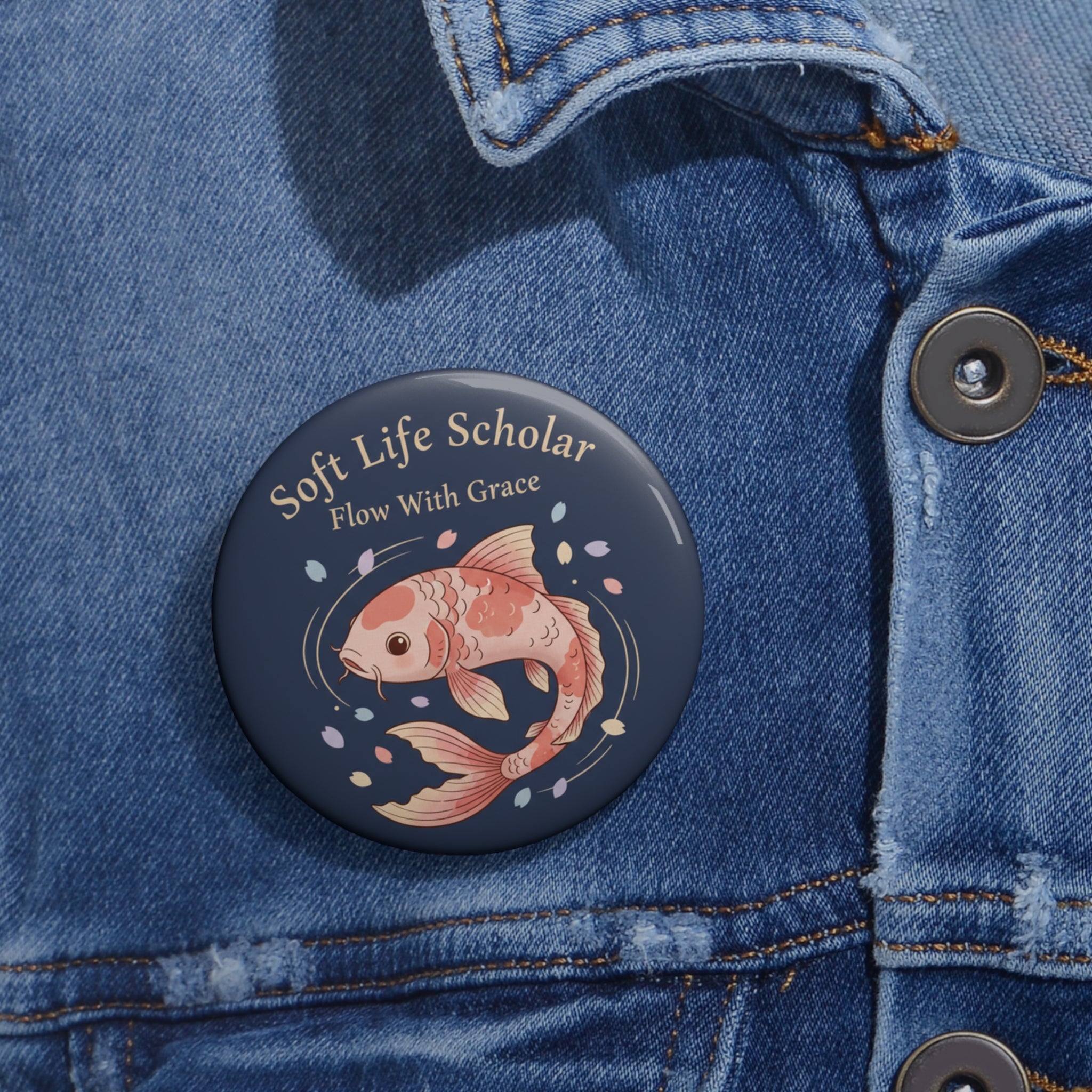 Koi Pin Button – Soft Life Scholar Flow With Grace