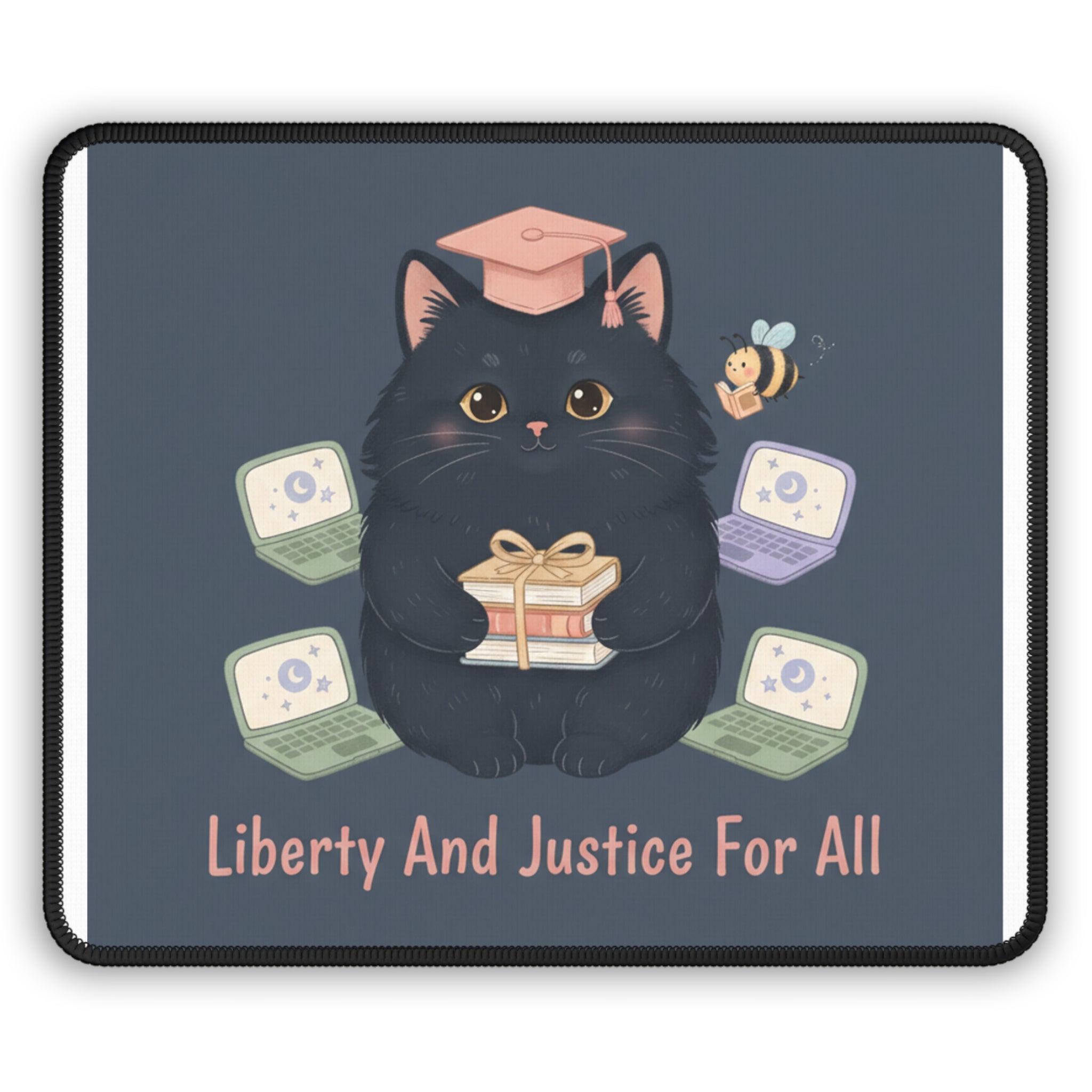 Black Cat Mouse Pad – Liberty and Justice for All