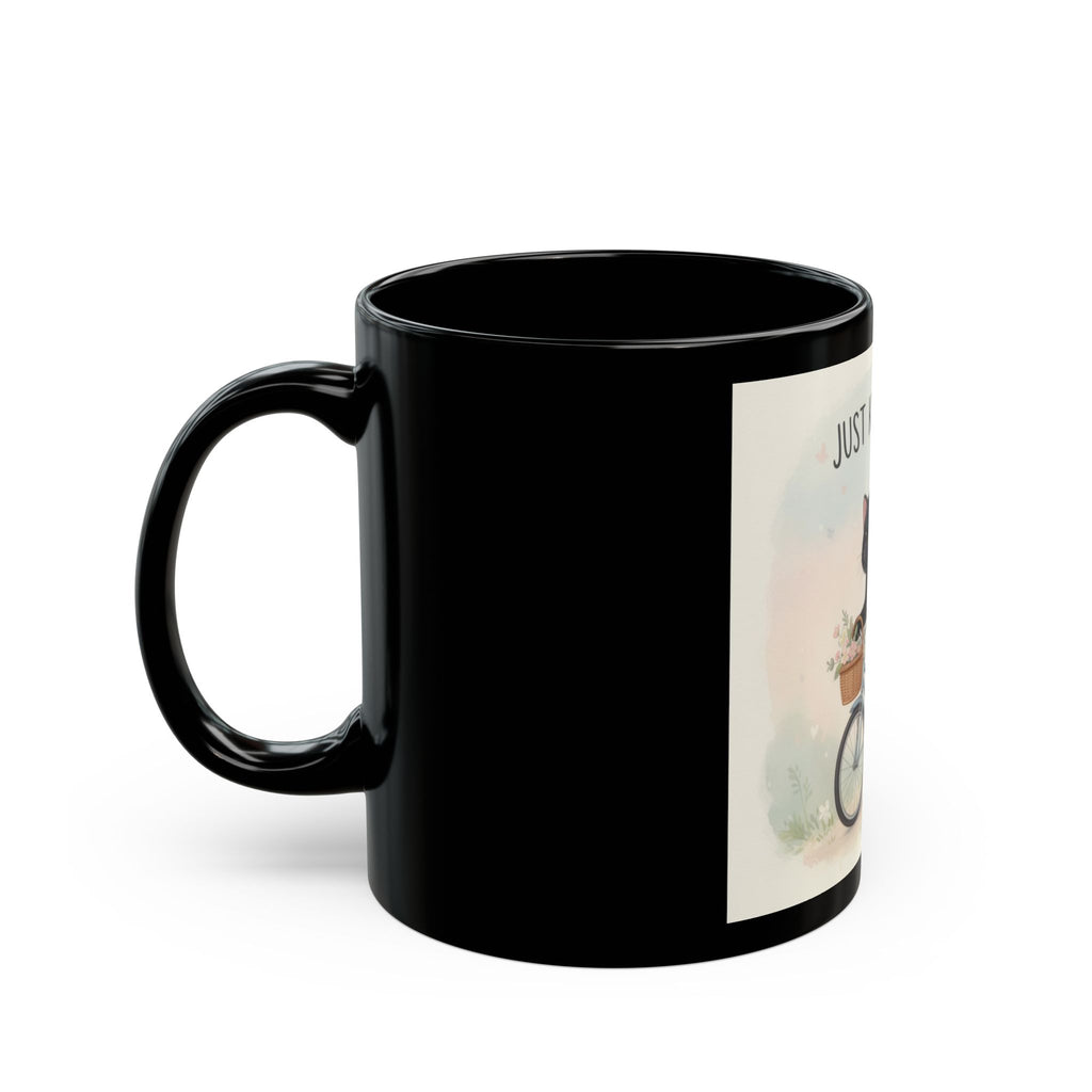 JUST KEEP GOING Cat Black Mug 11oz