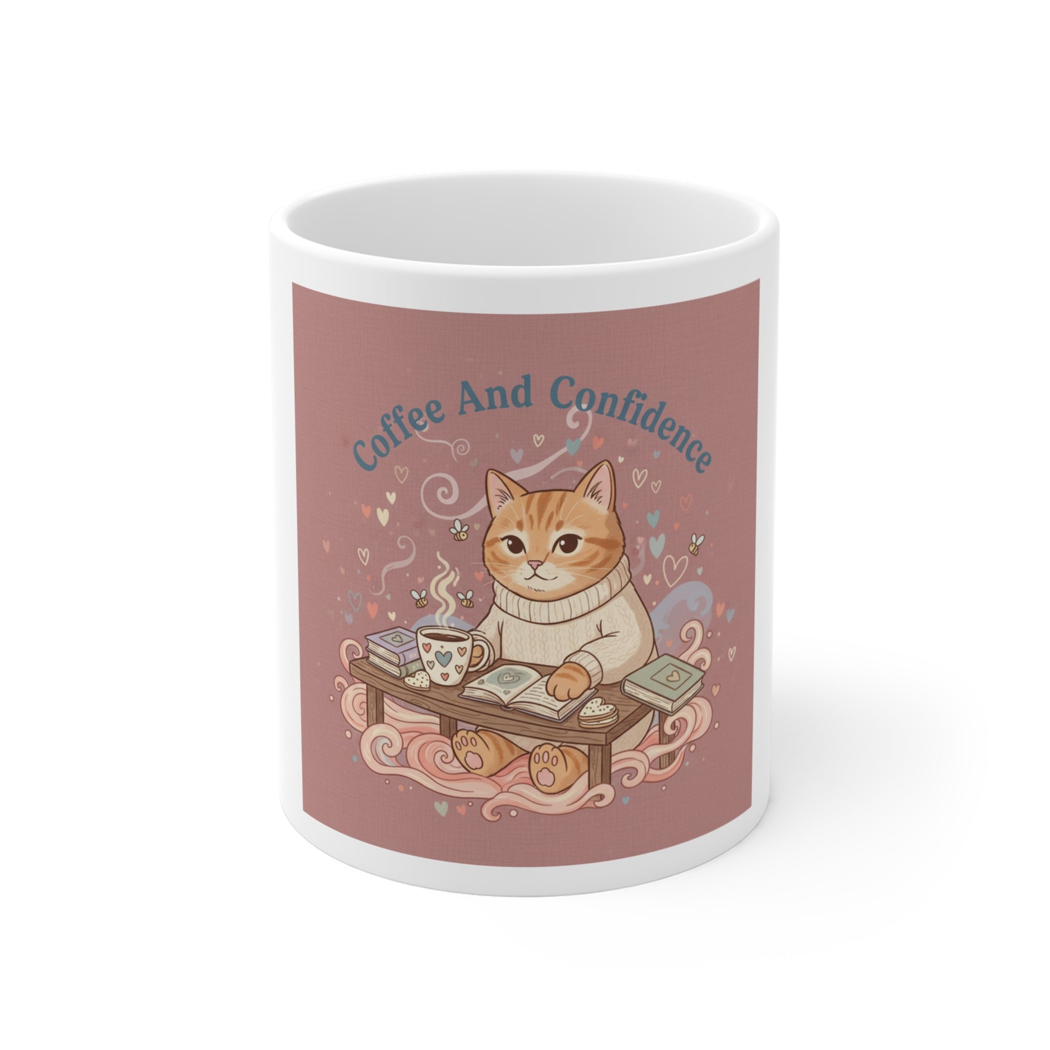 Coffee And Confidence Cat Mug 11oz