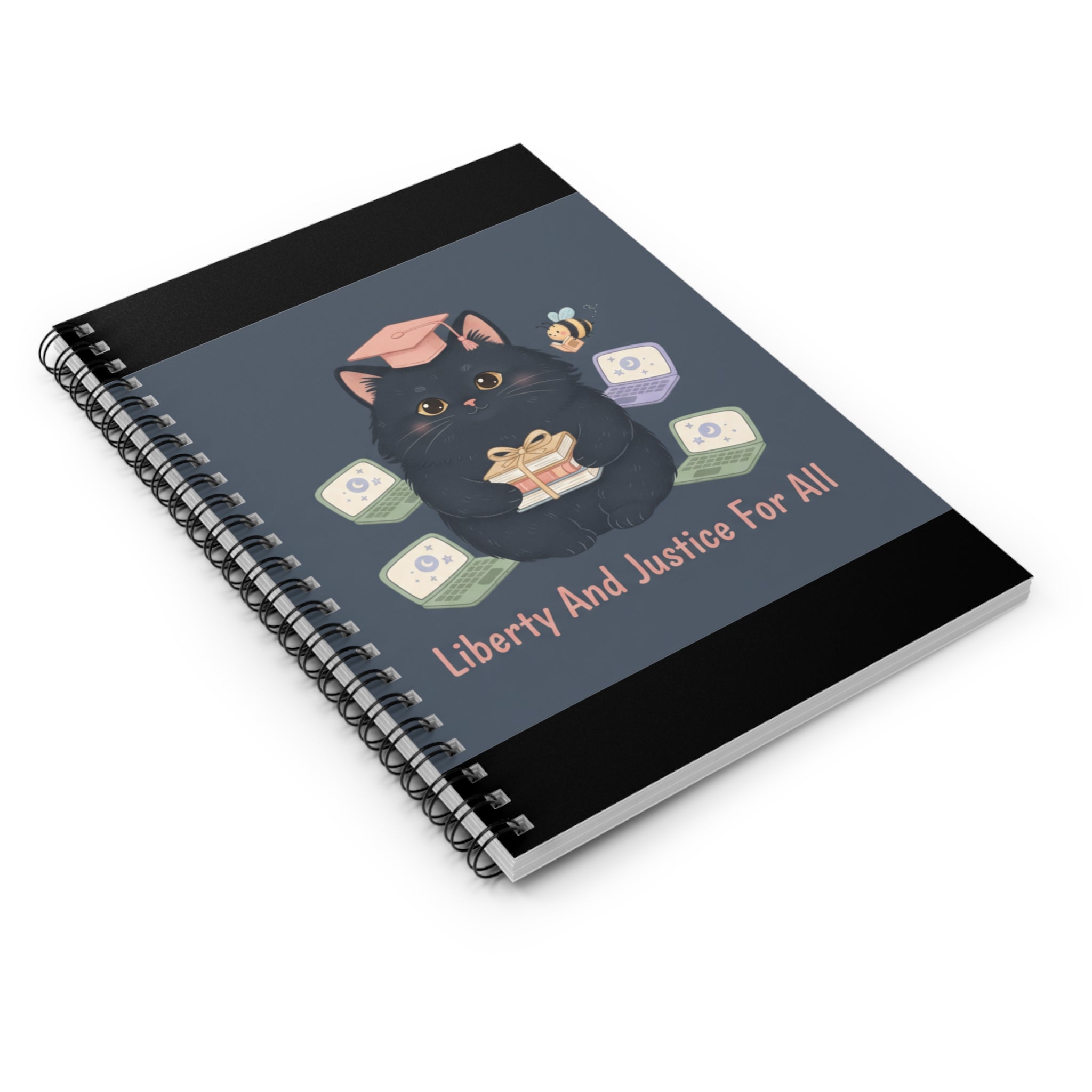 Black Cat Spiral Notebook – Liberty and Justice for All
