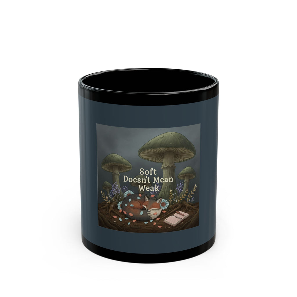 Fox Black Mug 11oz – Soft Doesnt Mean Weak