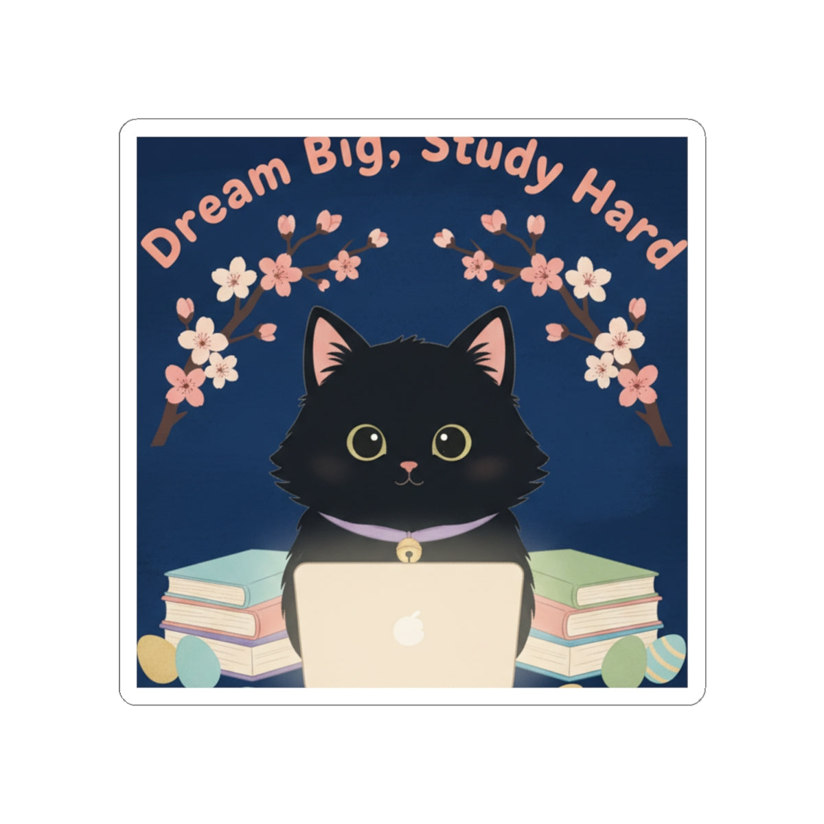 Black Cat Kiss-Cut Sticker – Dream Big Study Hard