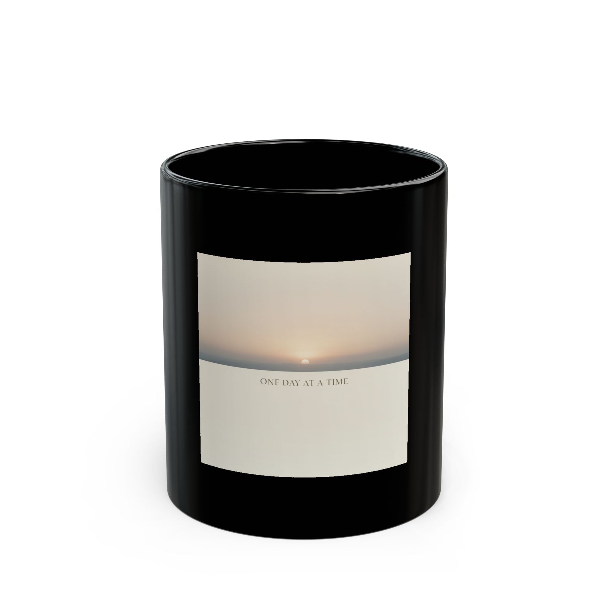 ONE DAY AT A TIME Black Mug
