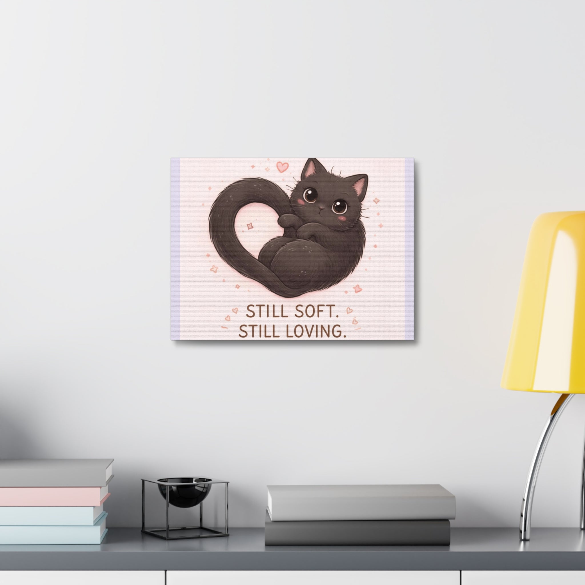 "STILL SOFT. STILL LOVING" Black Cat Canvas | College Girl Gift | Fashion | KayKay Classics