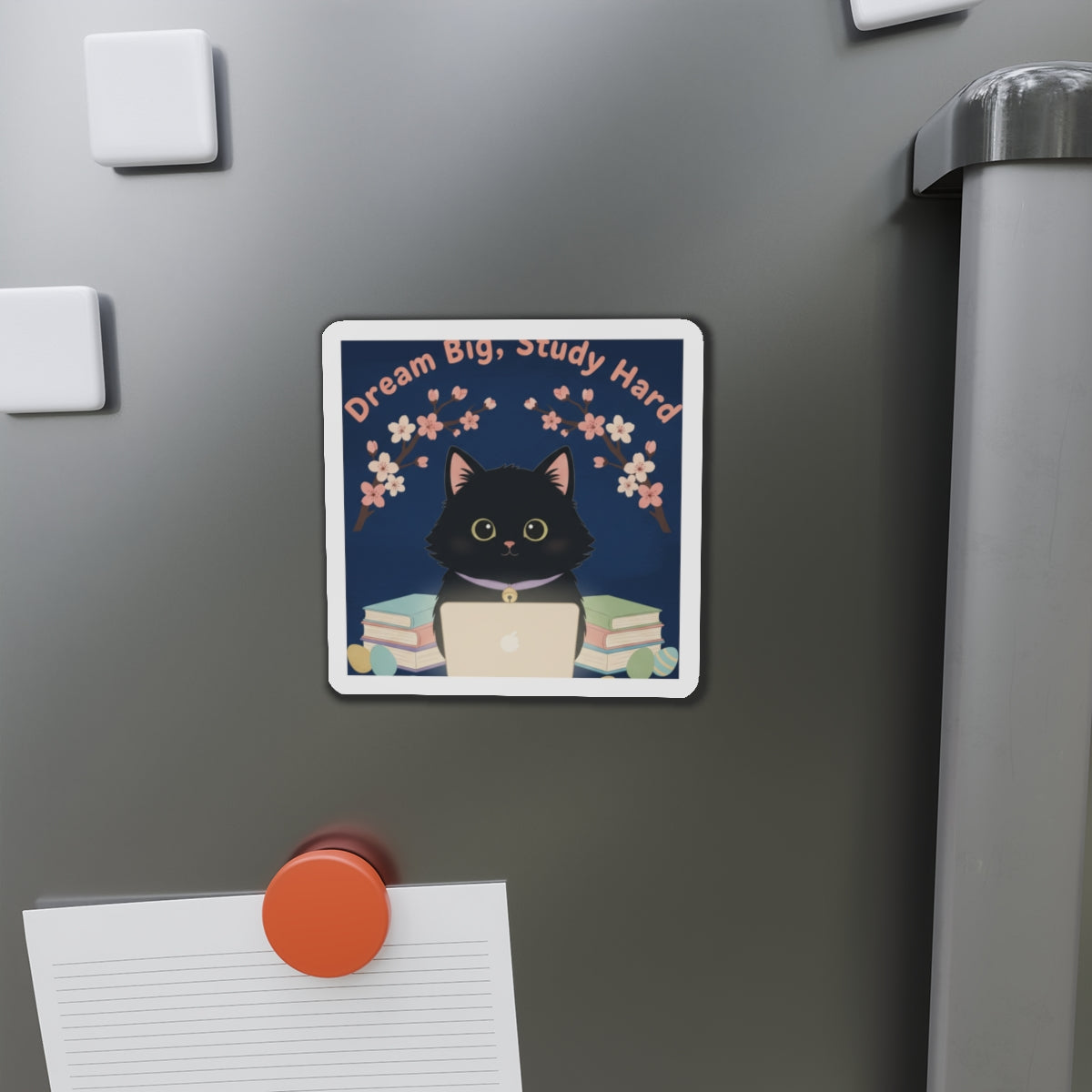Black Cat Die-Cut Magnet – Dream Big Study Hard