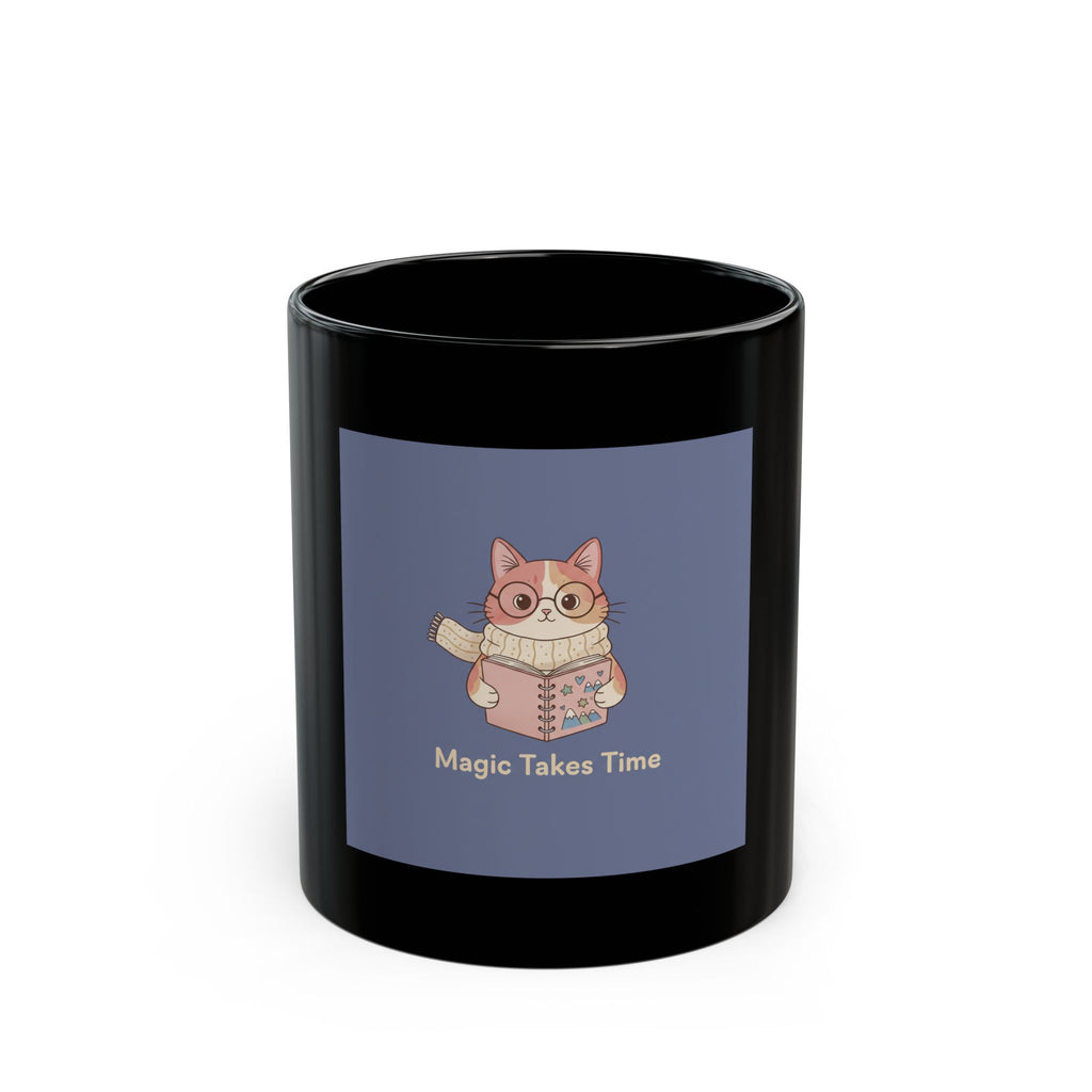 Cats With Glasses Black Mug 11oz – Magic Takes Time