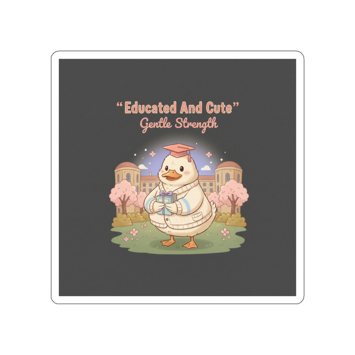 Duck In A Cardigan Die-Cut Sticker – Educated and Cute Gentle Strength