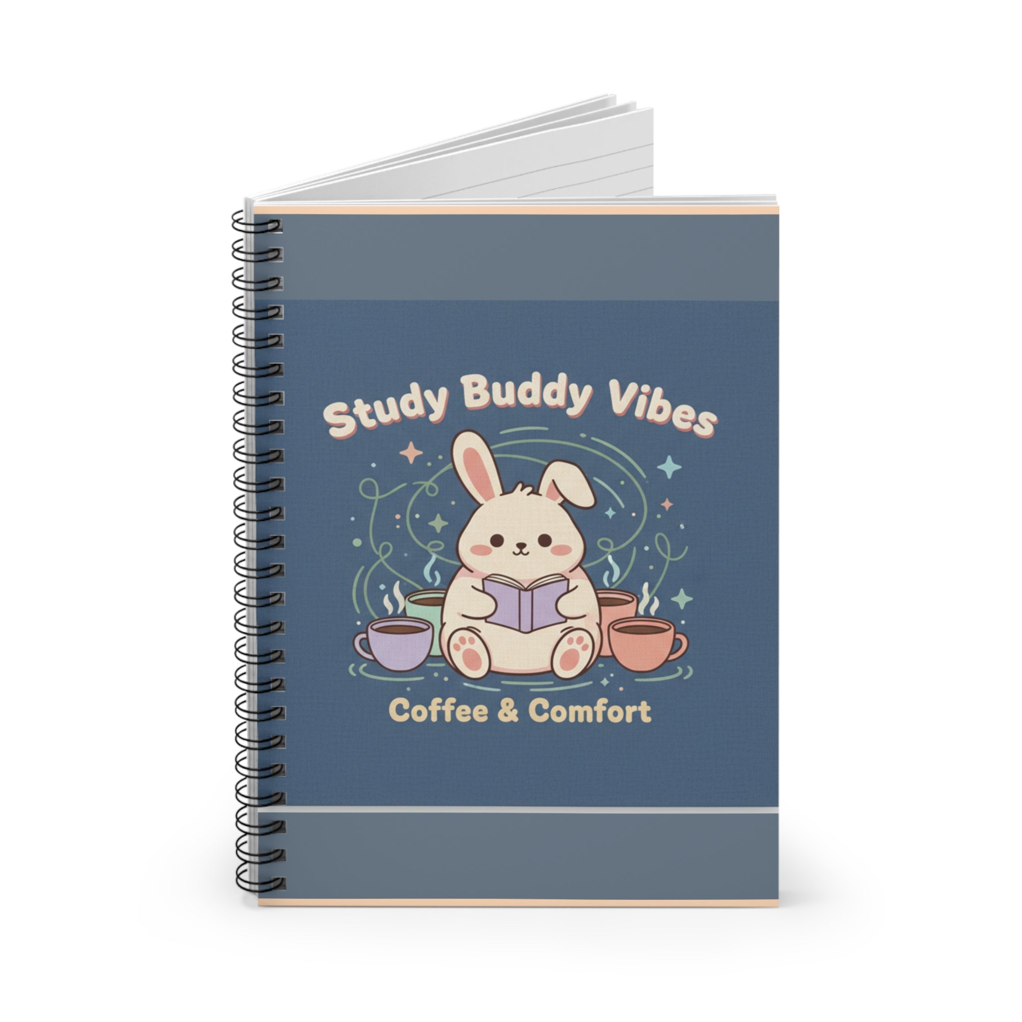 Bunny Spiral Notebook – Study Buddy Vibes Coffee Comfort