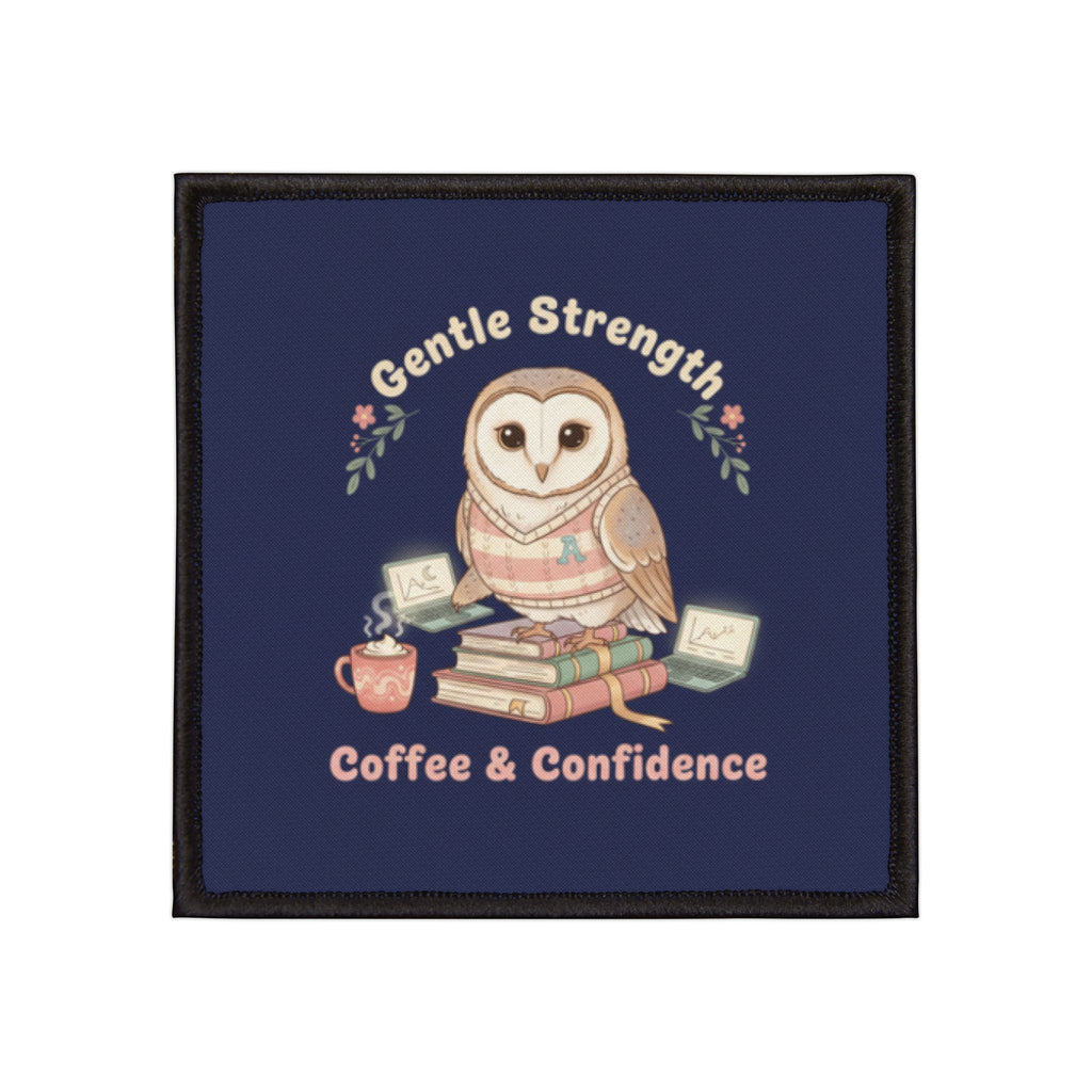 Owl Iron-On Patch – Gentle Strength Coffee Confidence