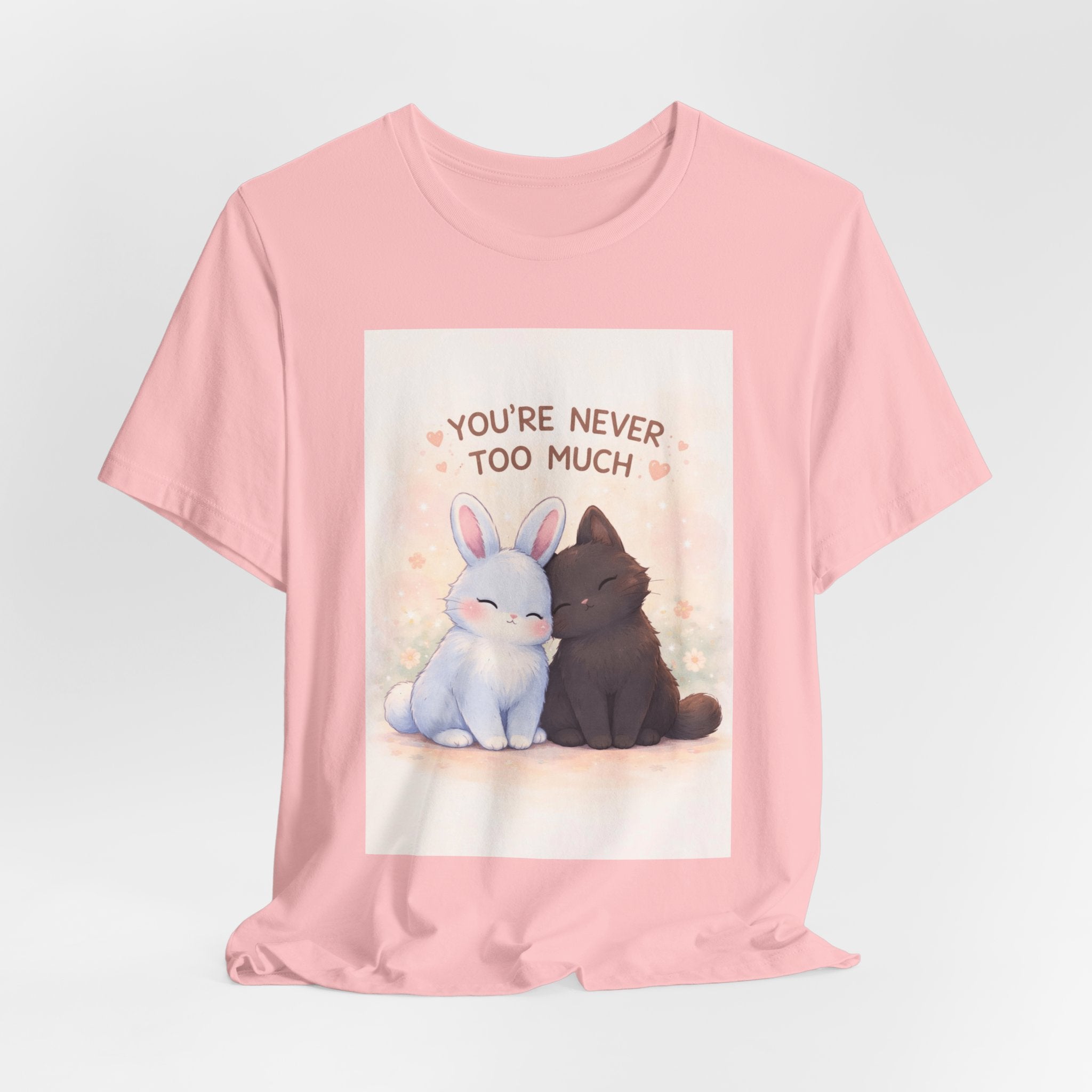 "YOU'RE NEVER TOO MUCH" Black Cat Women Tee | College Girl Gift | Fashion | KayKay Classics