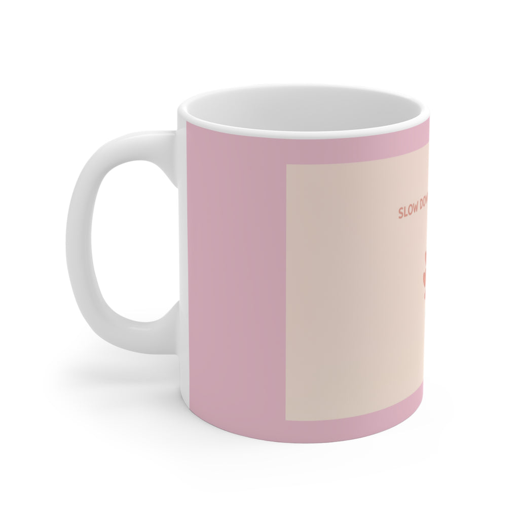 "SLOW DOWN, YOU'RE SAFE HERE" Black Cat Mug | Trendy Gift for Her | Drinkware | KayKay Classics