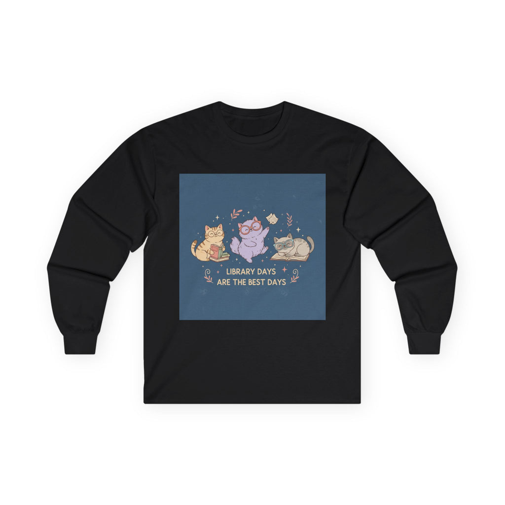 Cats With Glasses Long Sleeve Tee – Library Days Are the Best Days