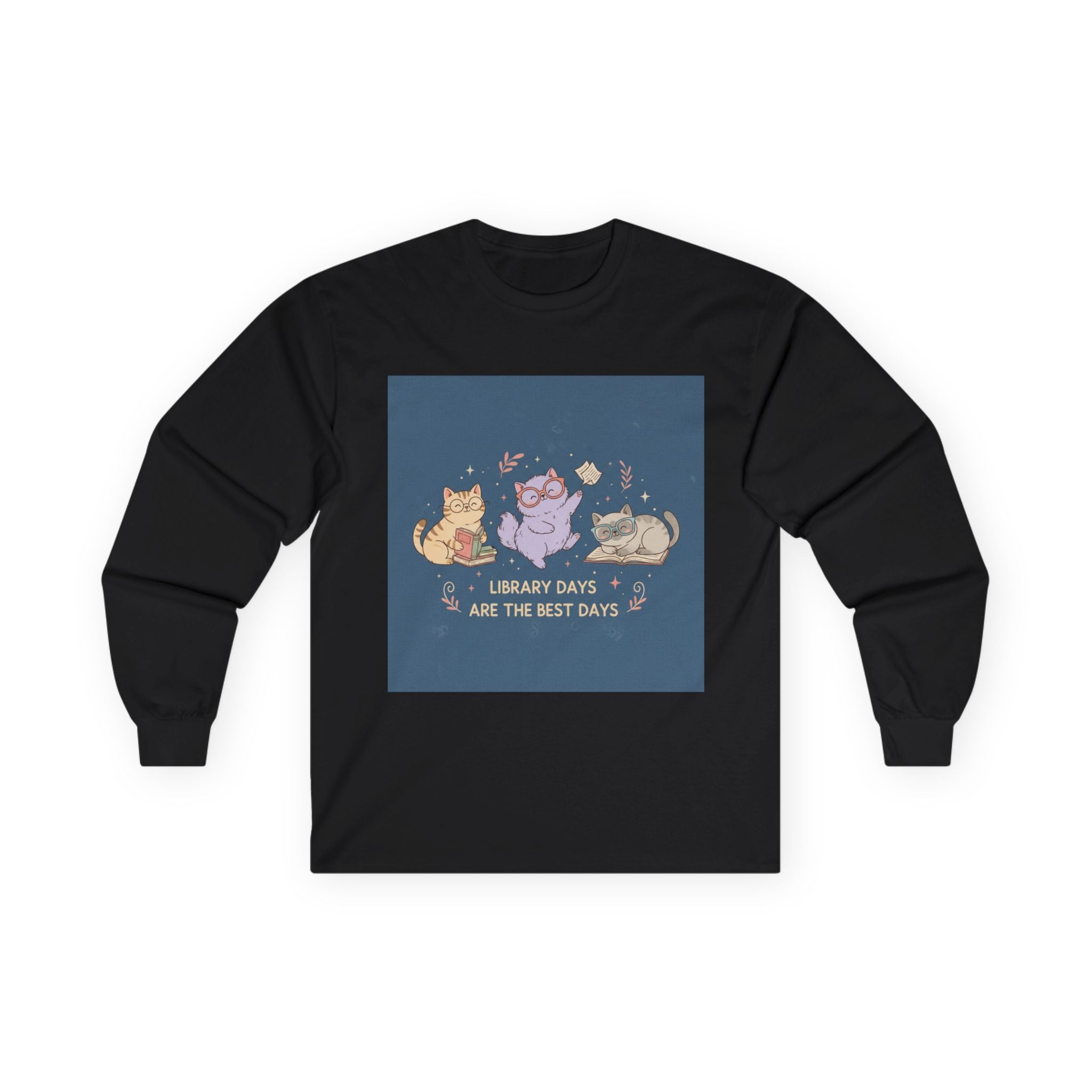 Cats With Glasses Long Sleeve Tee – Library Days Are the Best Days