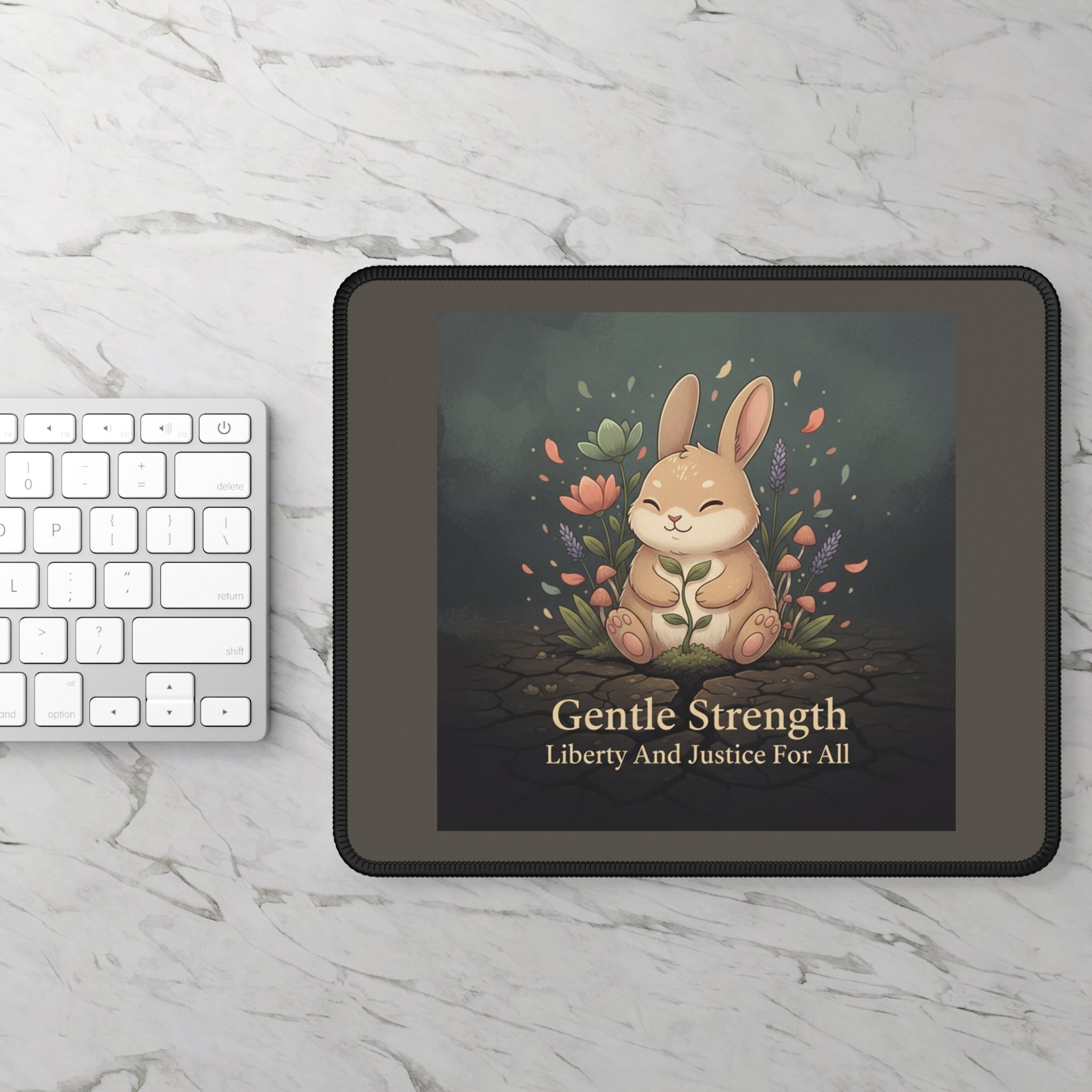Bunny Mouse Pad – Gentle Strength Liberty and Justice for