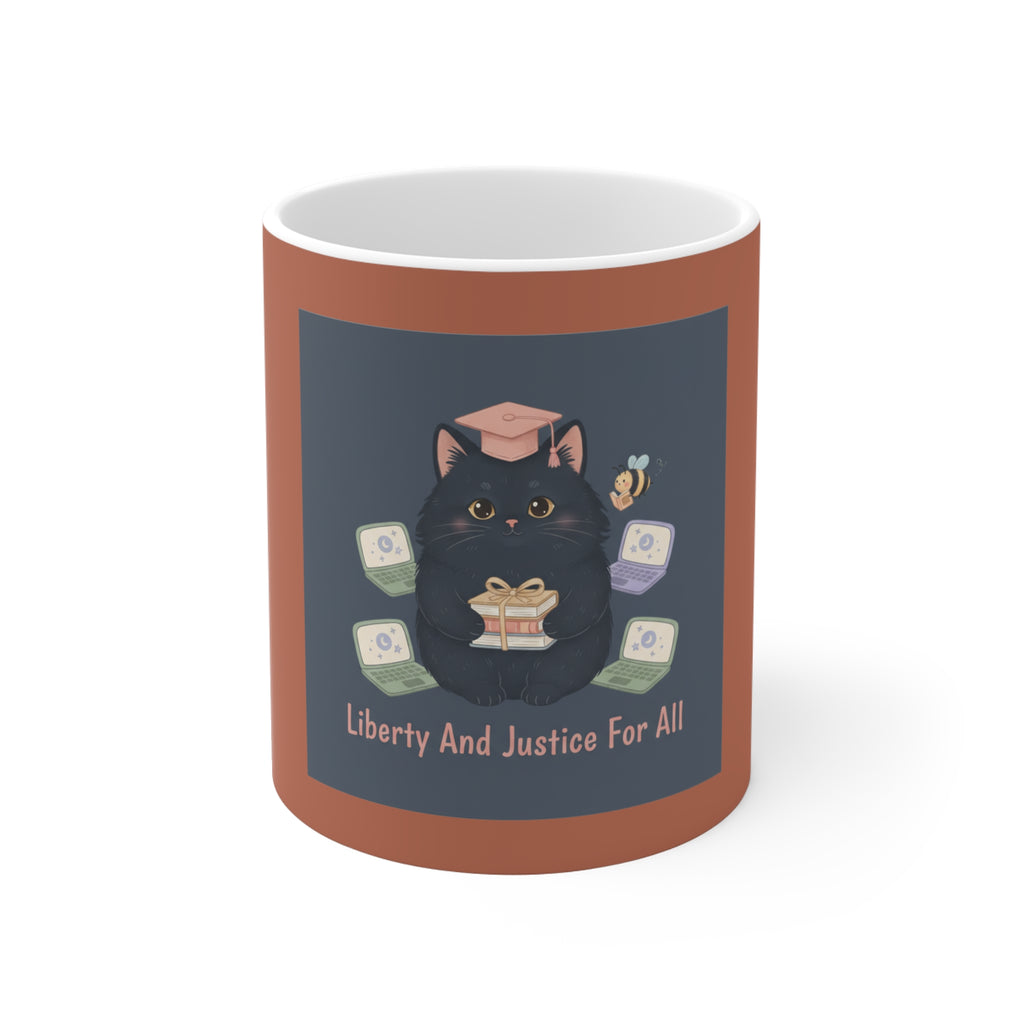 Black Cat Mug 11oz – Liberty and Justice for All