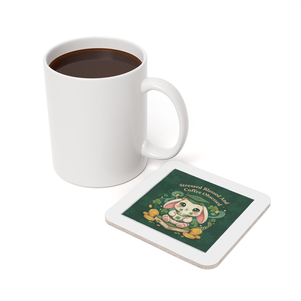 Rabbit Cork Coaster – Stressed Blessed and Coffee Obsessed