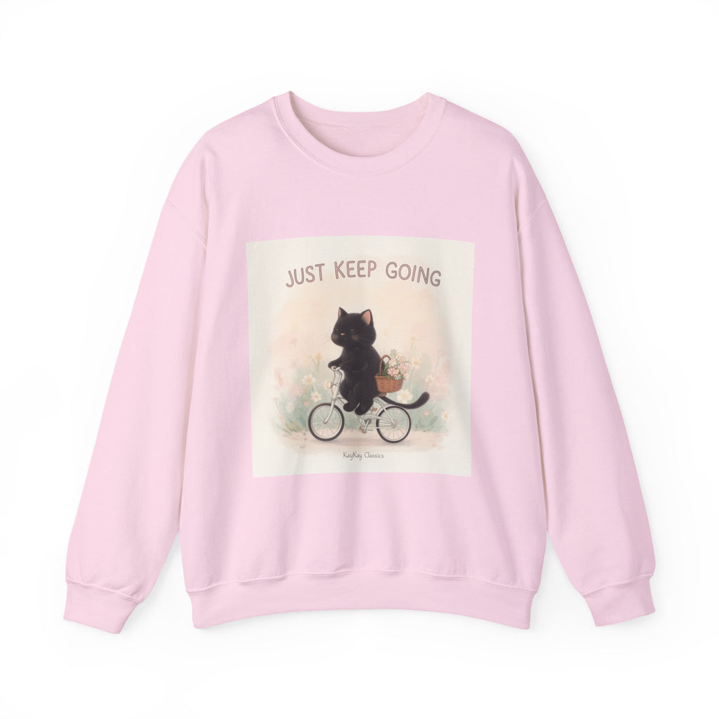"JUST KEEP GOING" Black Cat Crewneck | College Girl Gift | Fashion | KayKay Classics
