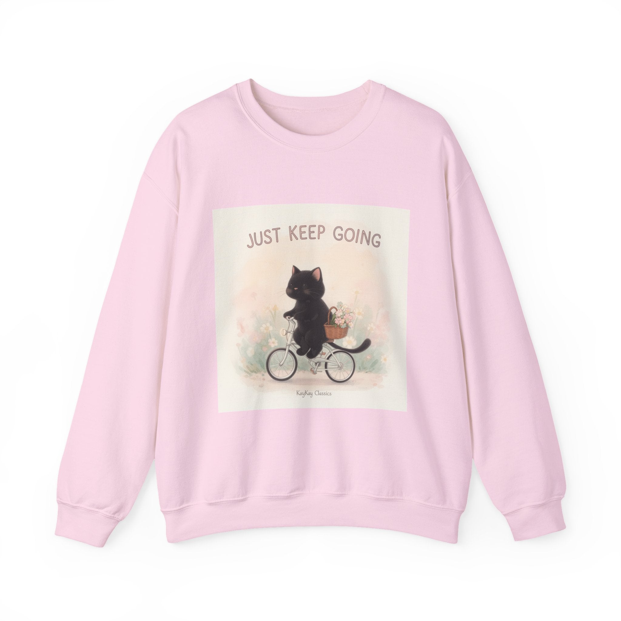 "JUST KEEP GOING" Black Cat Crewneck | College Girl Gift | Fashion | KayKay Classics