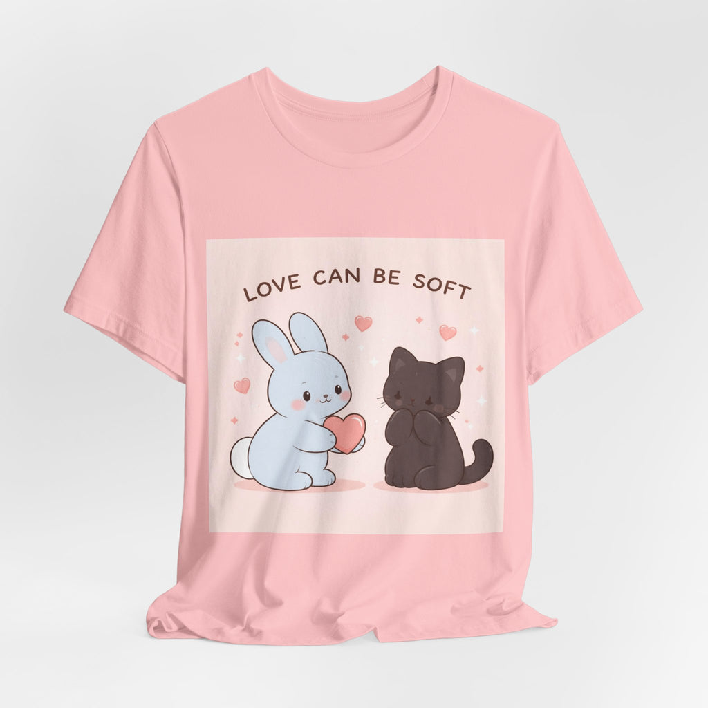 "LOVE CAN BE SOFT" Black Cat Women Tee | College Girl Gift | Fashion | KayKay Classics