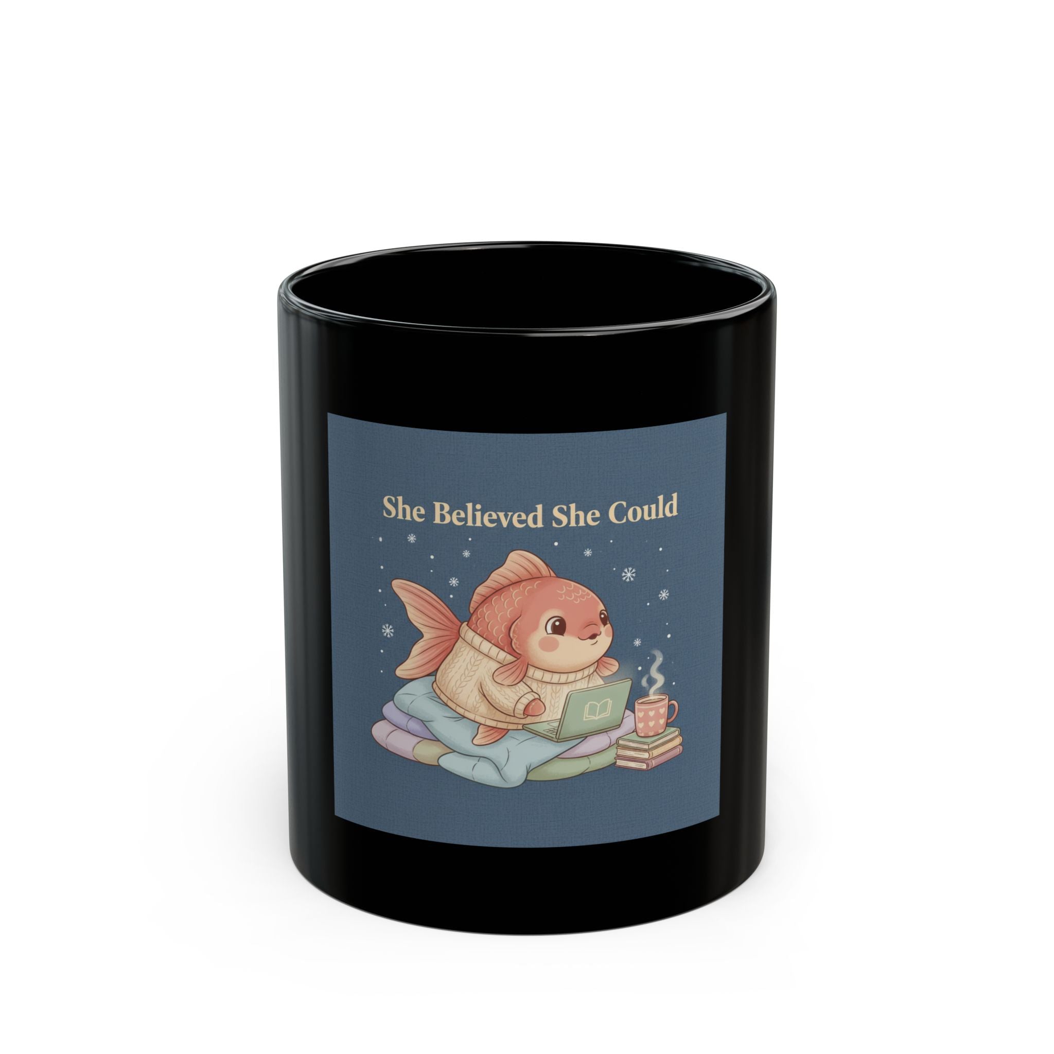 She Believed She Could Black Mug 11oz