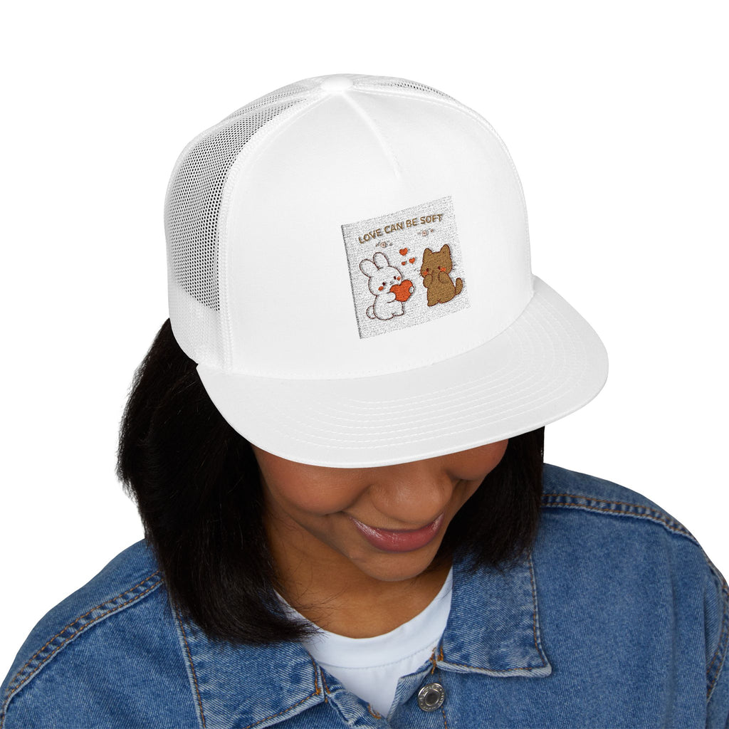 "LOVE CAN BE SOFT" Black Cat Trucker Cap | College Girl Gift | Fashion | KayKay Classics