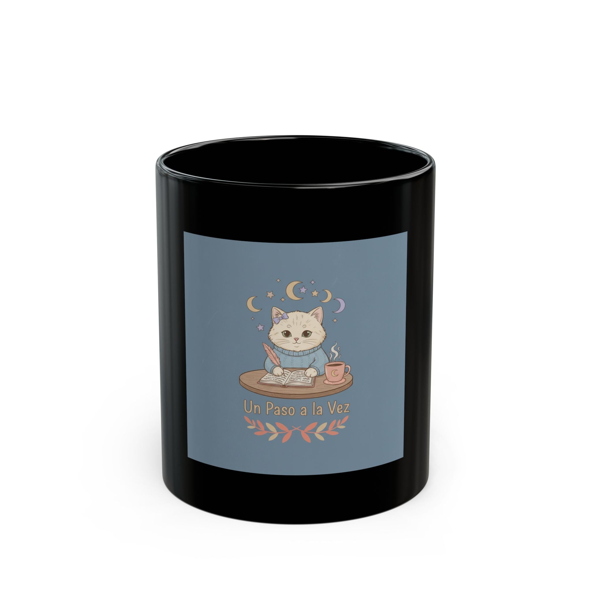 Un Paso a la Vez Cat Black Mug 11oz