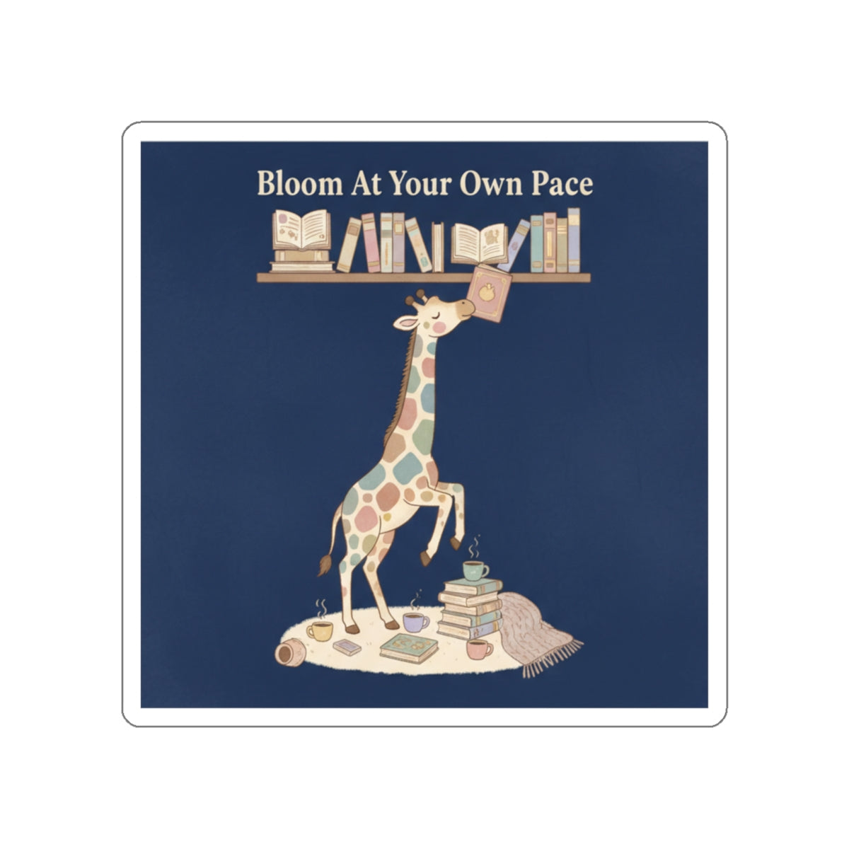 Giraffe Die-Cut Sticker – Bloom at Your Own Pace