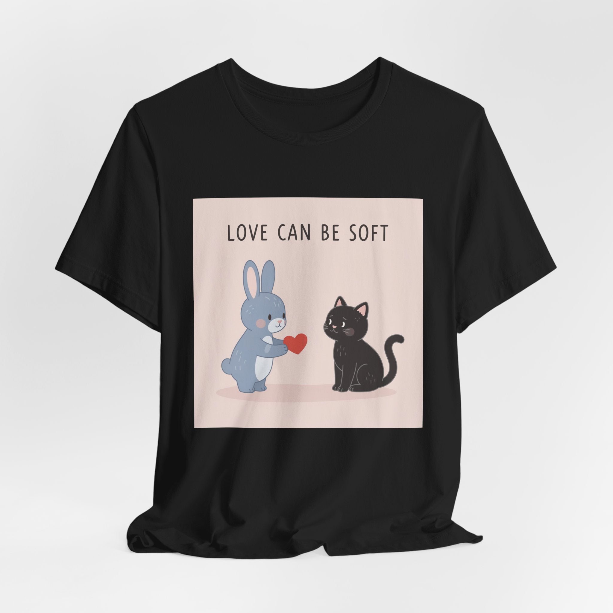"LOVE CAN BE SOFT" Black Cat Women Tee | College Girl Gift | Fashion | KayKay Classics
