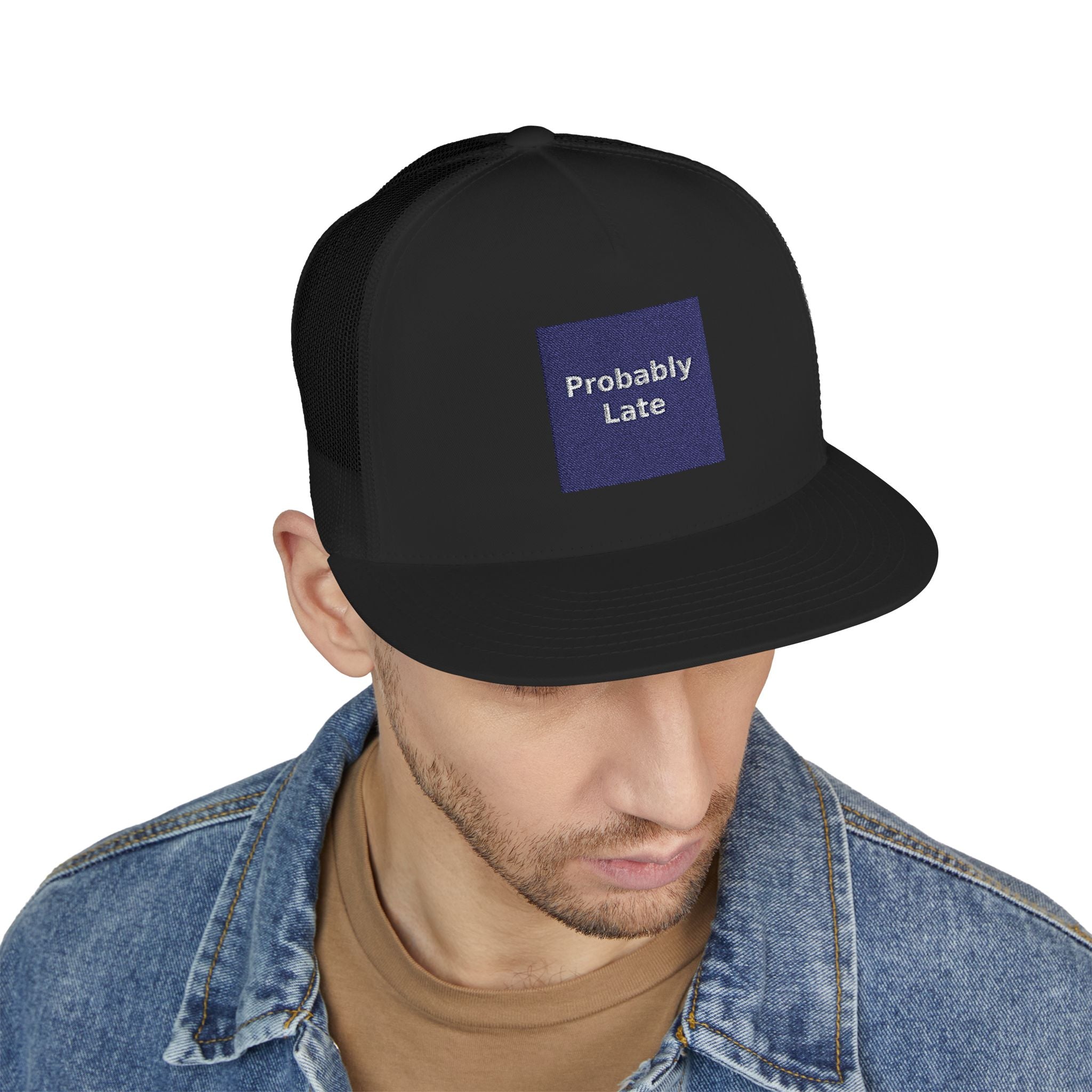 "Probably Late" Black Cat Trucker Cap | College Girl Gift | Fashion | KayKay Classics