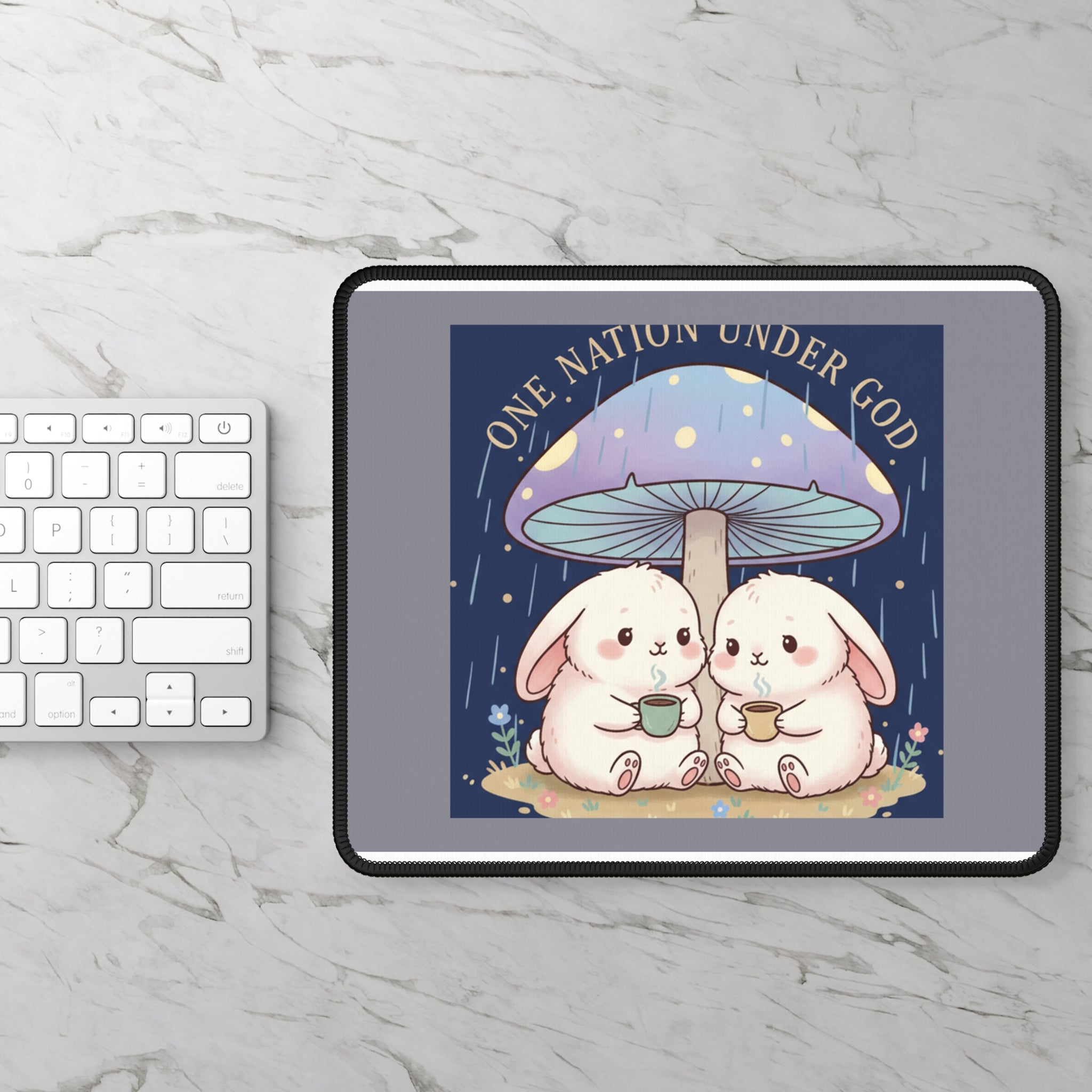 Two Cute Bunnies Mouse Pad – One Nation Under God