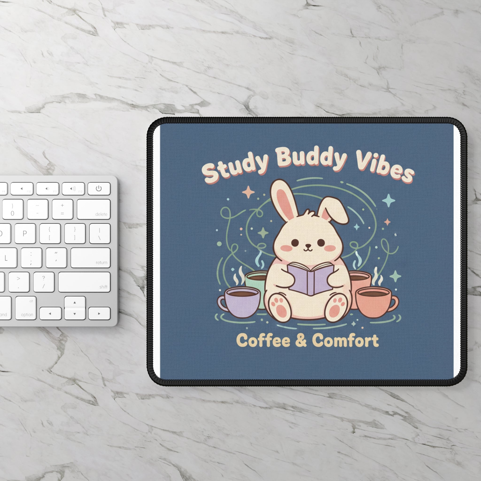 Bunny Mouse Pad – Study Buddy Vibes Coffee Comfort