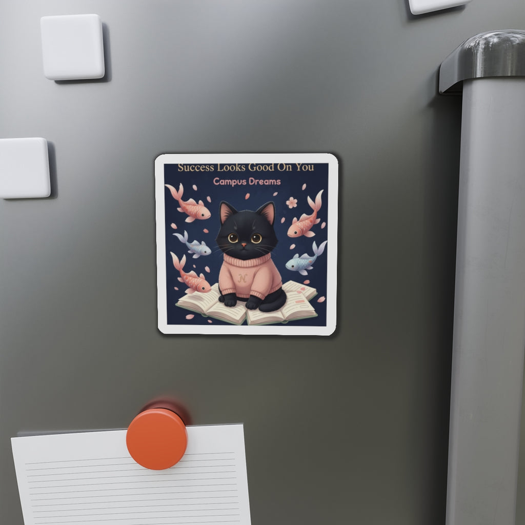 Black Cat Die-Cut Magnet – Success Looks Good on You Campus Dreams