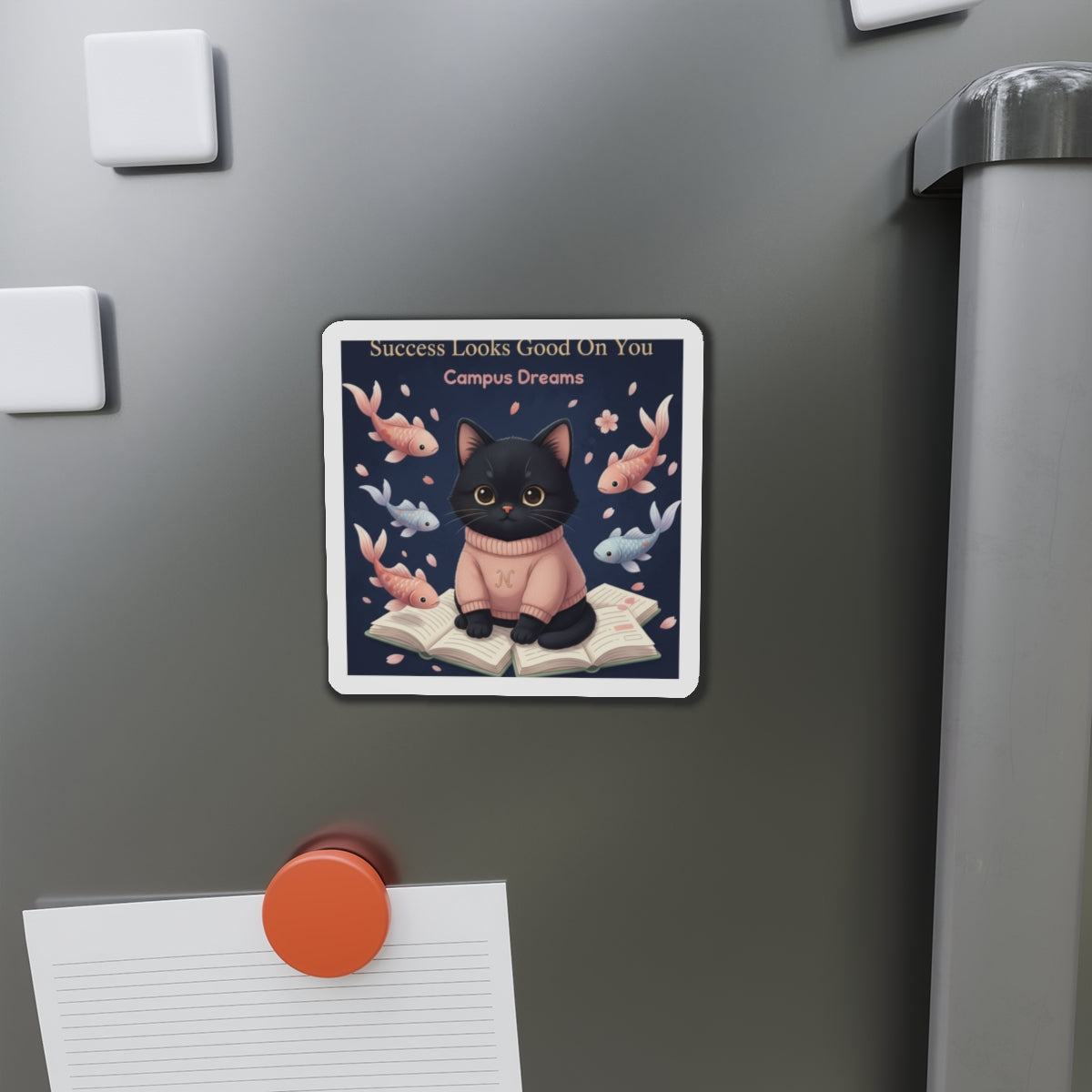Black Cat Die-Cut Magnet – Success Looks Good on You Campus Dreams
